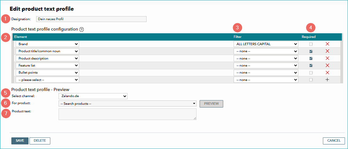 Fig.4: Edit your product text profile
