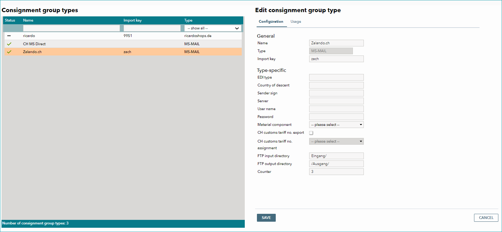 Fig. 3: Sending groups management in TB.One