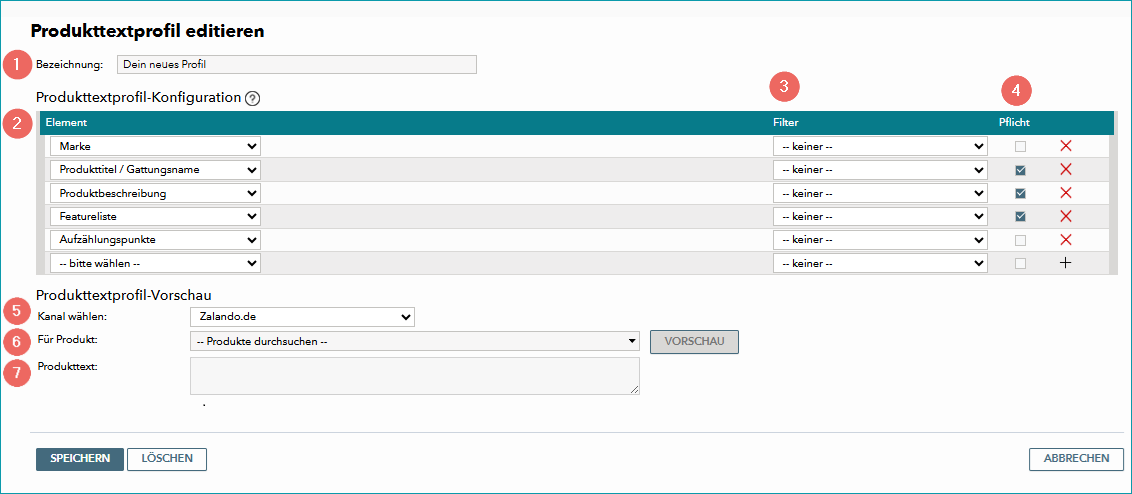 Abb.4: Produkttextprofil bearbeiten Abb.4: Produkttextprofil bearbeiten