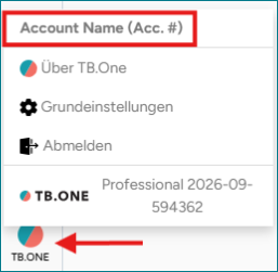 Abb.1: Hier findest du den Accountnamen und die Accountnummer