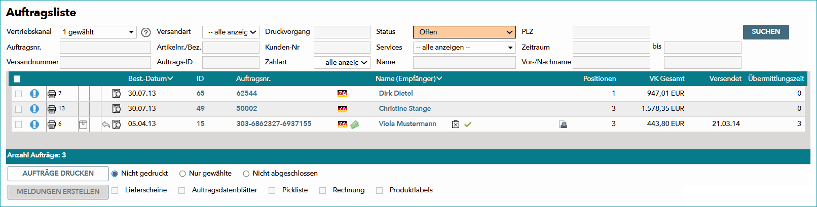 Auftragsliste