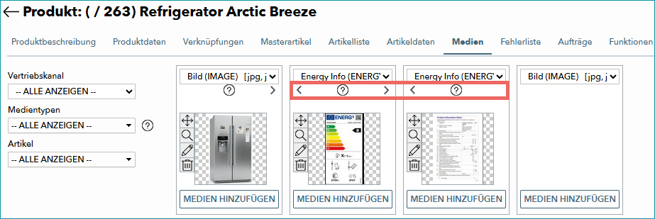 Abb.4: Mediensortierung über die grafische Benutzeroberfläche anpassen