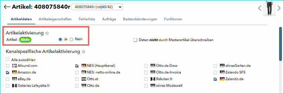 Schritt 1: Allgemeine/globale Aktivierung