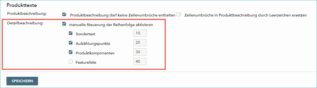 Abb.1: Die Special Description konfigurieren Abb.1: Die Special Description konfigurieren