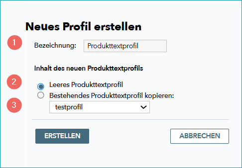 Abb.2: Benenne das Profil und wähle, ob du ein bestehendes Profil als Basis nutzen möchtest Abb.2: Benenne das Profil und wähle, ob du ein bestehendes Profil als Basis nutzen möchtest