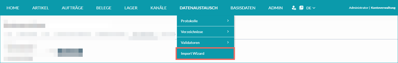 Abb. 1: Menü „Import Wizard“ in TB.One Abb. 1: Menü „Import Wizard“ in TB.One