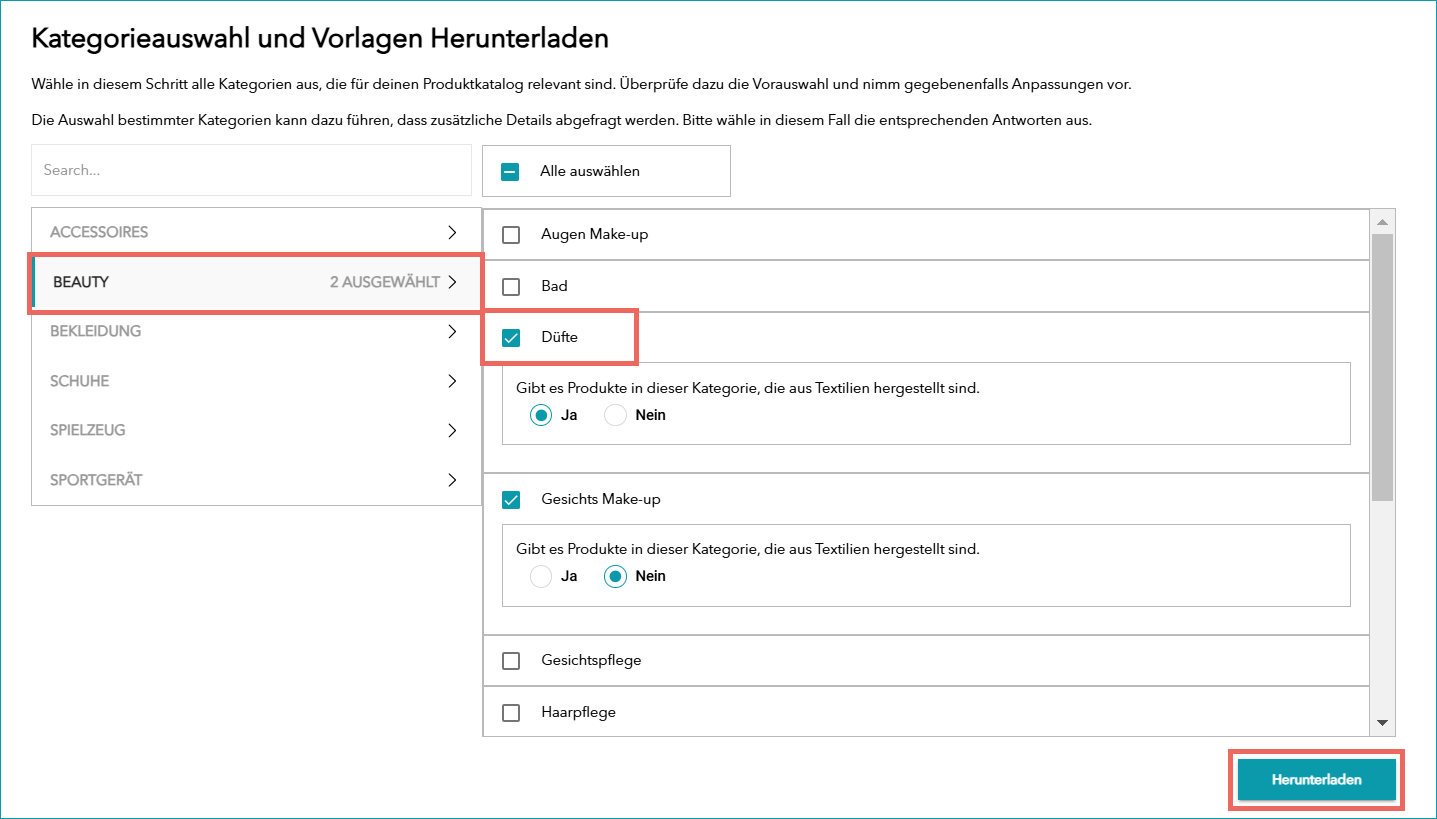 Abb. 3: Erstellung einer Produktkatalog-Vorlage mit dem Import Wizard