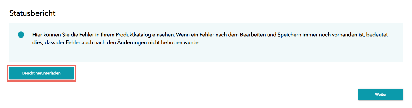 Abb. 8: Herunterladen eines Statusberichts im Import Wizard