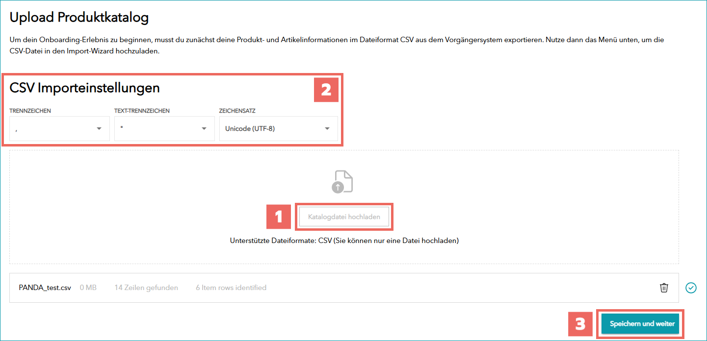 Abb. 4: Hochladen einer Katalogdatei im Import Wizard