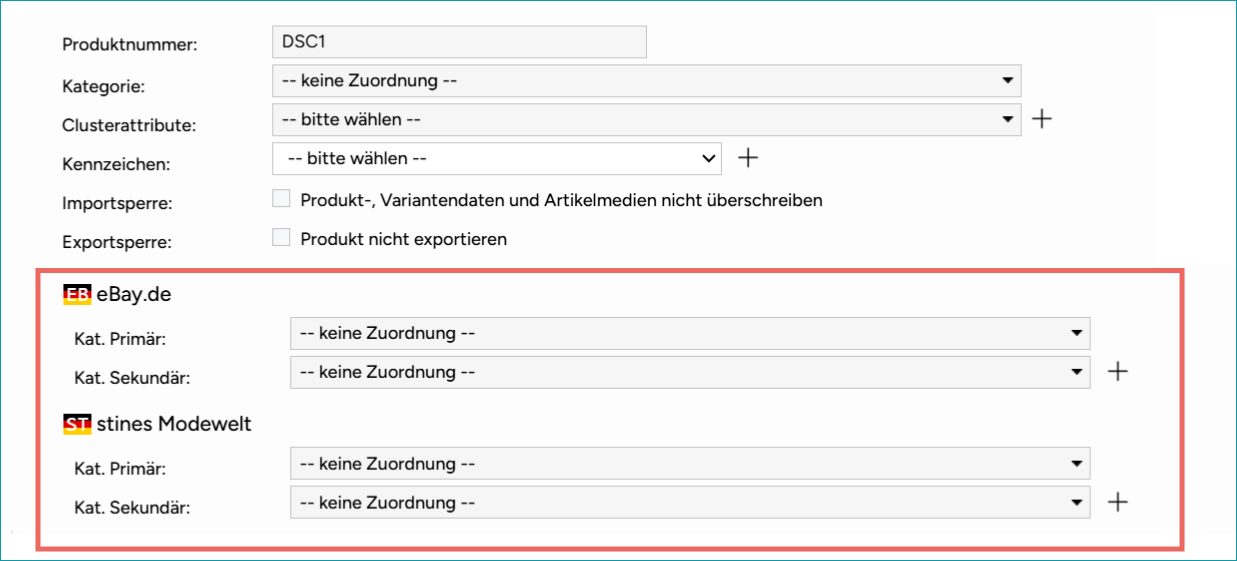 Abbildung 1: Keine Kategorien wurden für "eBay.de" und "stines Modewelt" zugeordnet. Abbildung 1: Keine Kategorien wurden für "eBay.de" und "stines Modewelt" zugeordnet.