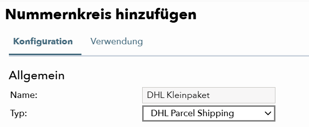 Abb.1: Nummernkreis-Typ "DHL Parcel Shipping"