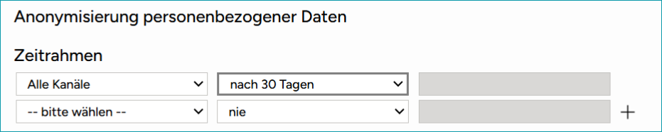 Abbildung 1: Stelle die automatische Datenanonymisierung in diesem Menü ein. Abbildung 1: Stelle die automatische Datenanonymisierung in diesem Menü ein.