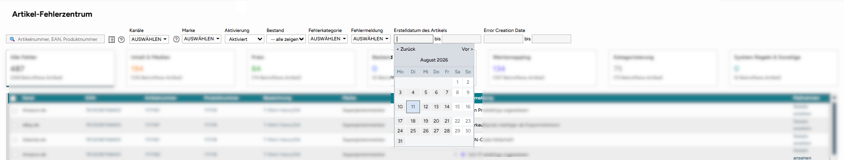 Abb.5: Durchsuche ausgeblendete Fehler