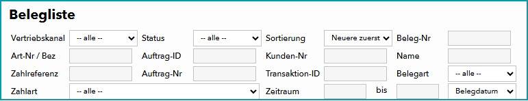 Abb. 2: Filter der Belegliste in TB.One