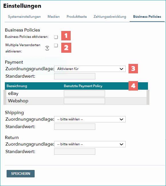Abb.2: Business Policy Einstellungen Abb.2: Business Policy Einstellungen
