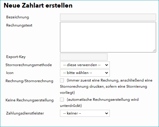 Abb.1: Anlegen einer neuen Zahlart