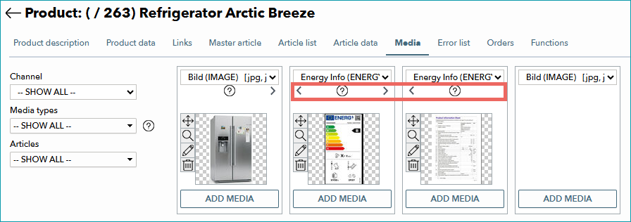 Fig.4: Changing the media sorting in the graphical user interface