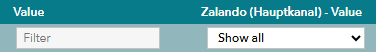 Show all Zalando Values.