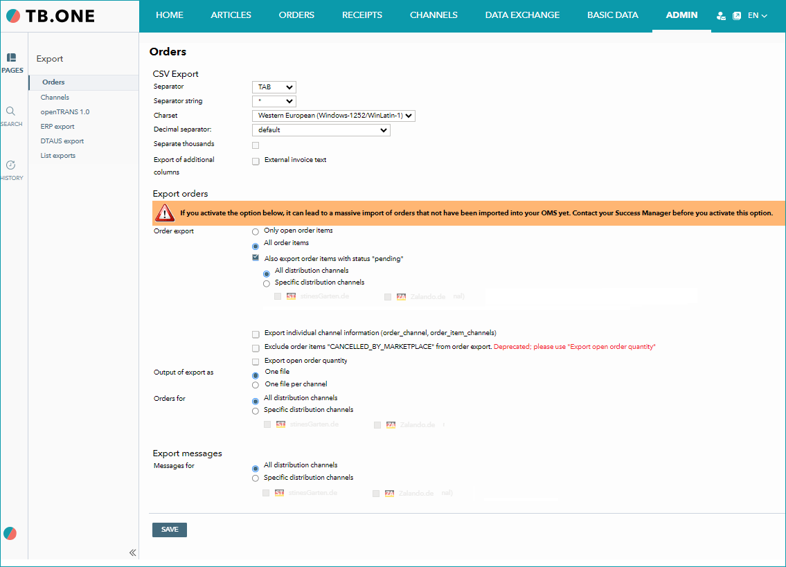 Fig.2: Order export