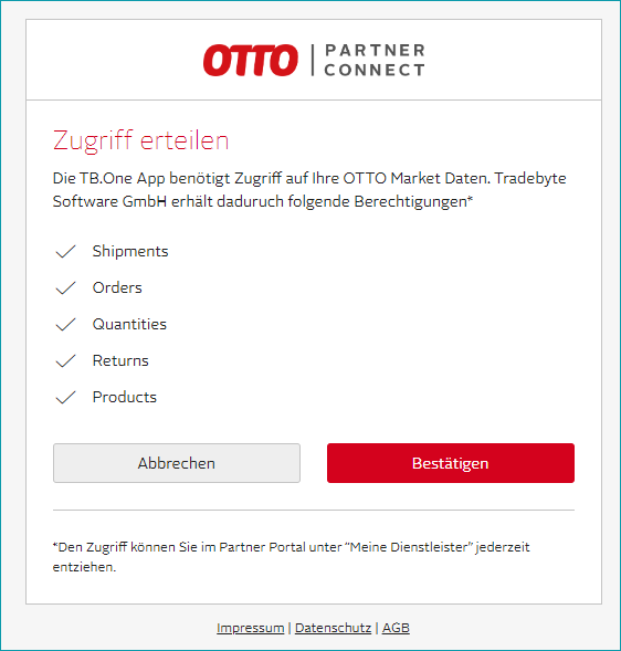 Otto Partner Connect_Betstätigung Zugriff erteilen_DE