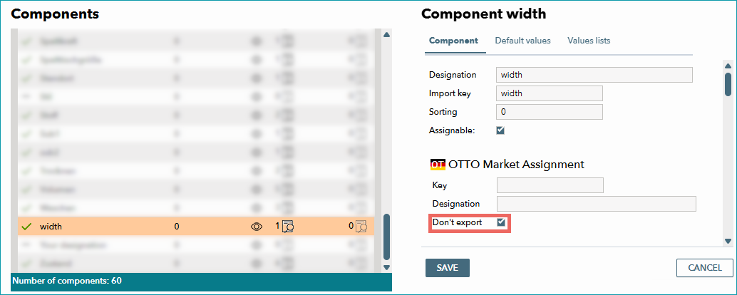 Blocking the export of a component for OTTO Market. Blocking the export of a component for OTTO Market.