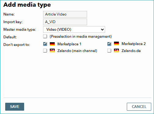 Fig. 5: Configuring a new video media type in TB.One Fig. 5: Configuring a new video media type in TB.One
