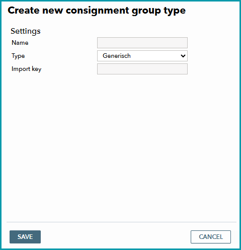 Fig.1: Creating a new consignment group type