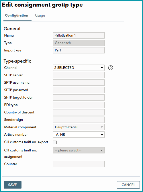 Fig.2: Configure consignment group type