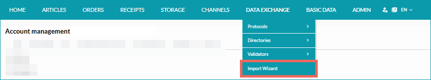 Fig. 1: Import Wizard menu in TB.One
