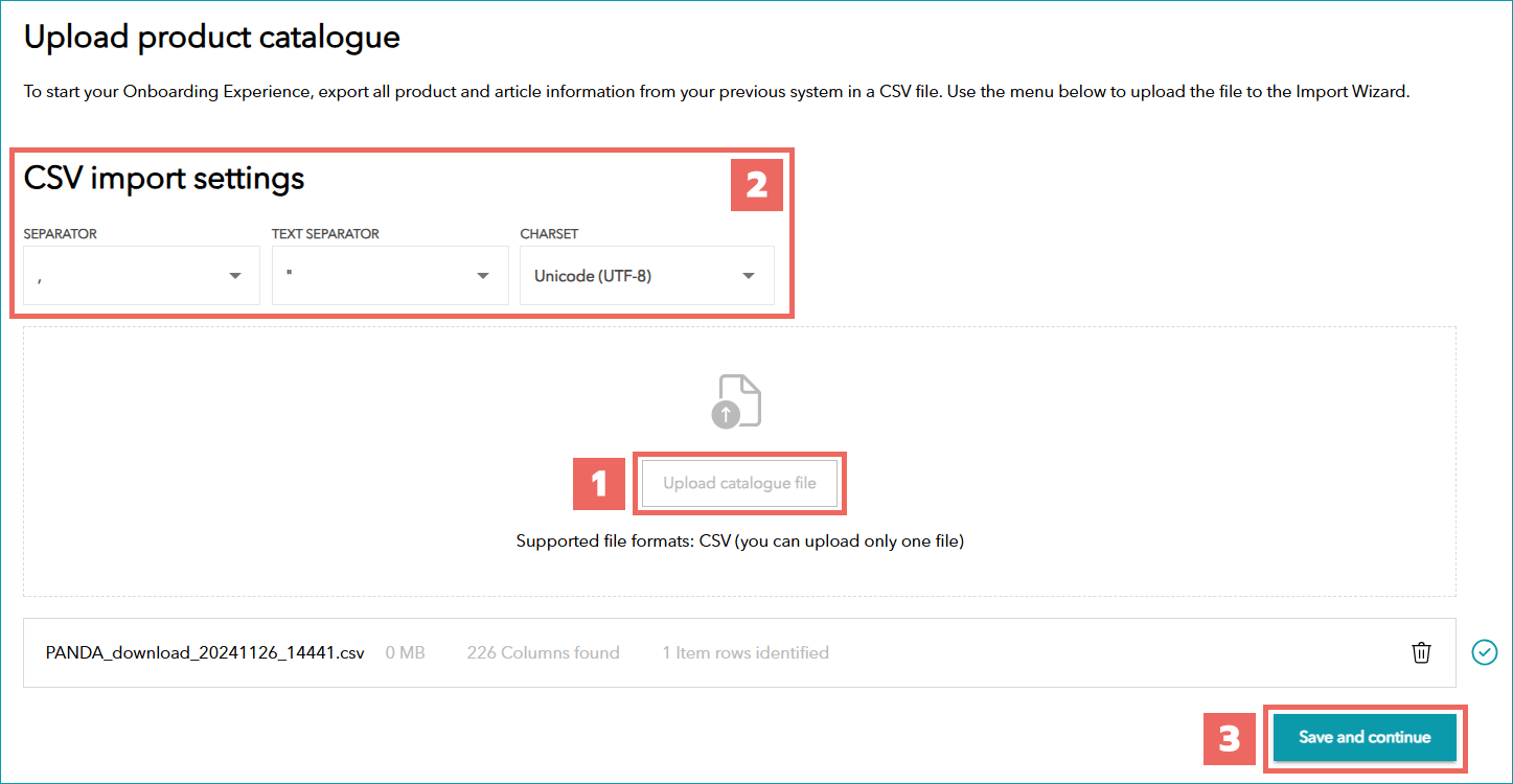 Fig. 4: Uploading a catalogue file in the Import Wizard