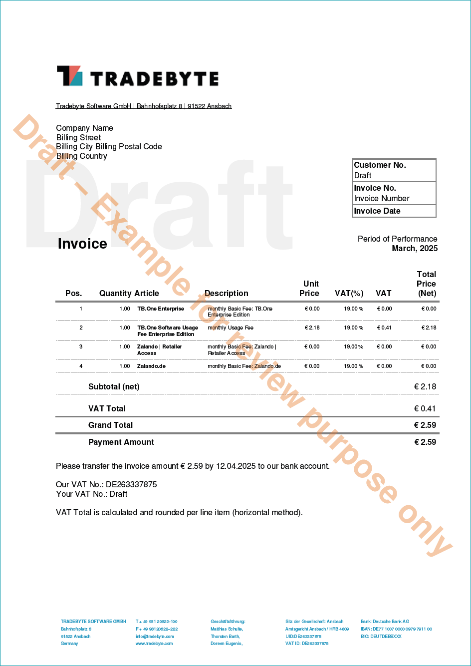 Sample invoice Sample invoice