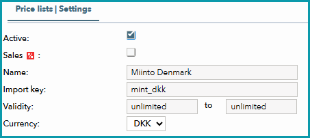 Fig. 1: Example of a price list creation for Miinto DKK Fig. 1: Example of a price list creation for Miinto DKK