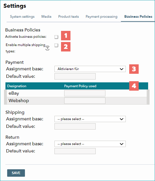 Fig.2: Business policy settings Fig.2: Business policy settings
